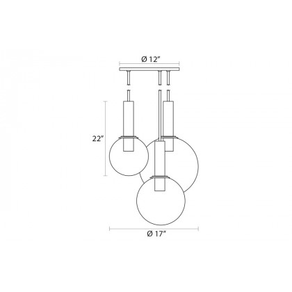 Sonneman Bubbles Chandelier - Polished Nickel, 3-Light