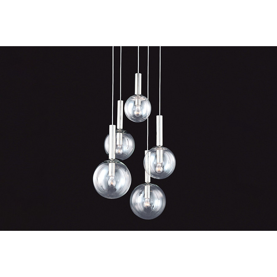 Sonneman Bubbles Chandelier - Polished Nickel, 5-Light