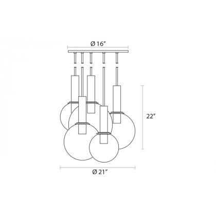 Sonneman Bubbles Chandelier - Polished Nickel, 5-Light