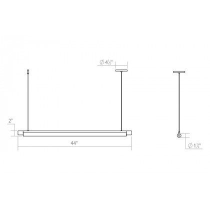 Sonneman Keel LED Pendant - Satin Black, 44", 3500K