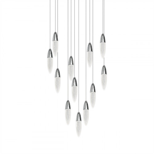 Sonneman Sultana Round Chandelier - 12 Light, Polished Chrome w/ White Canopy