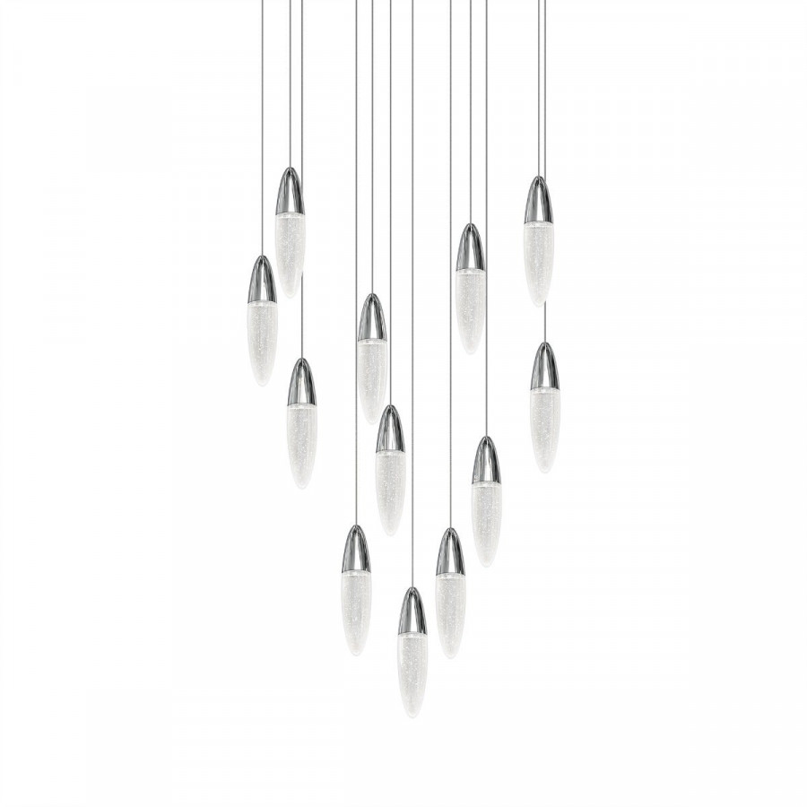 Sonneman Sultana Round Chandelier - 12 Light, Polished Chrome w/ White Canopy