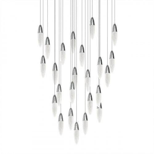 Sonneman Sultana Round Chandelier - 24 Light, Polished Chrome w/ White Canopy