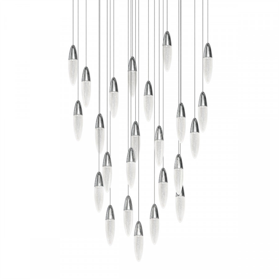 Sonneman Sultana Round Chandelier - 24 Light, Polished Chrome w/ White Canopy