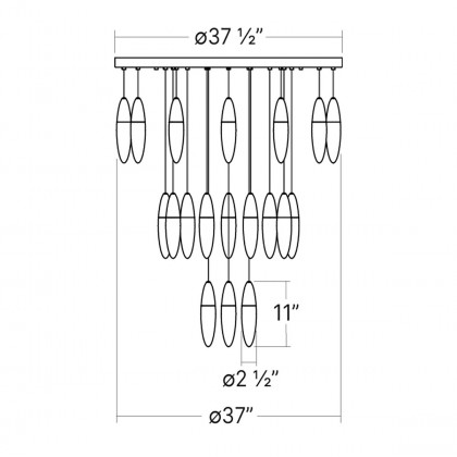 Sonneman Sultana Round Chandelier - 24 Light, Polished Chrome w/ White Canopy
