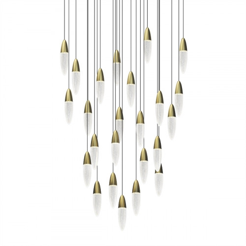 Sonneman Sultana Round Chandelier - 24 Light, Satin Brass w/ White Canopy