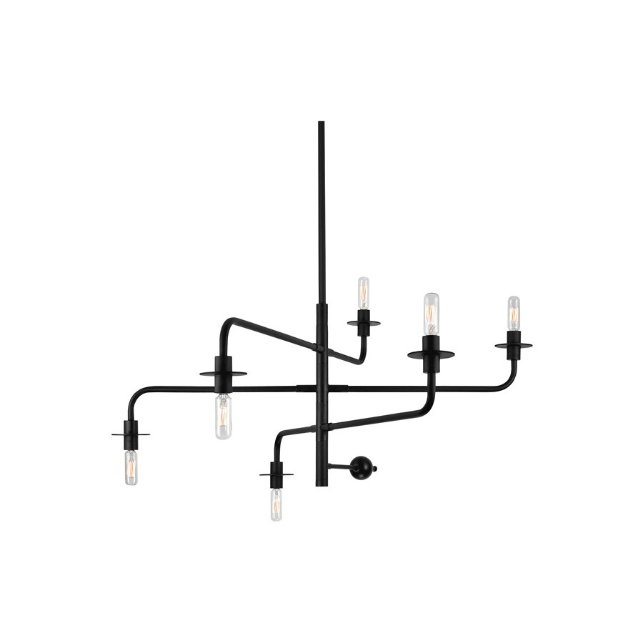 Sonneman Atelier Chandelier - Satin Black, 6-Light