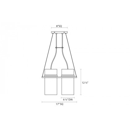 Sonneman Square Ring Pendant - Satin Black, 4-Light, Square
