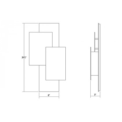 Sonneman Offset Panels LED Sconce - Textured Gray