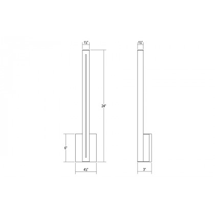 Sonneman Stripe LED Sconce - Textured Gray, 24"