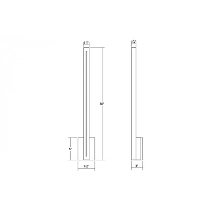 Sonneman Stripe LED Sconce - Textured Gray, 30"