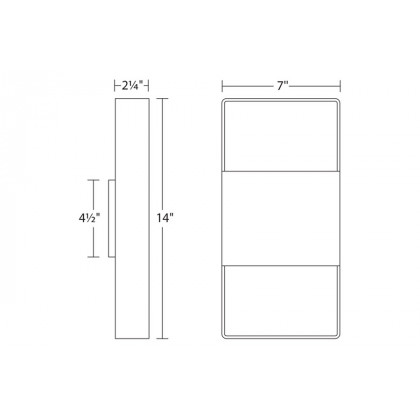Sonneman Light Frames Up/Down LED Sconce - Textured Gray, 14"