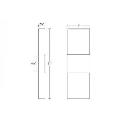 Sonneman Light Frames Up/Down LED Sconce - Textured Gray, 21"