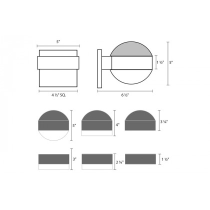 Sonneman REALS Downlight LED Sconce - Textured Gray, Dome Cap and Dome LEns