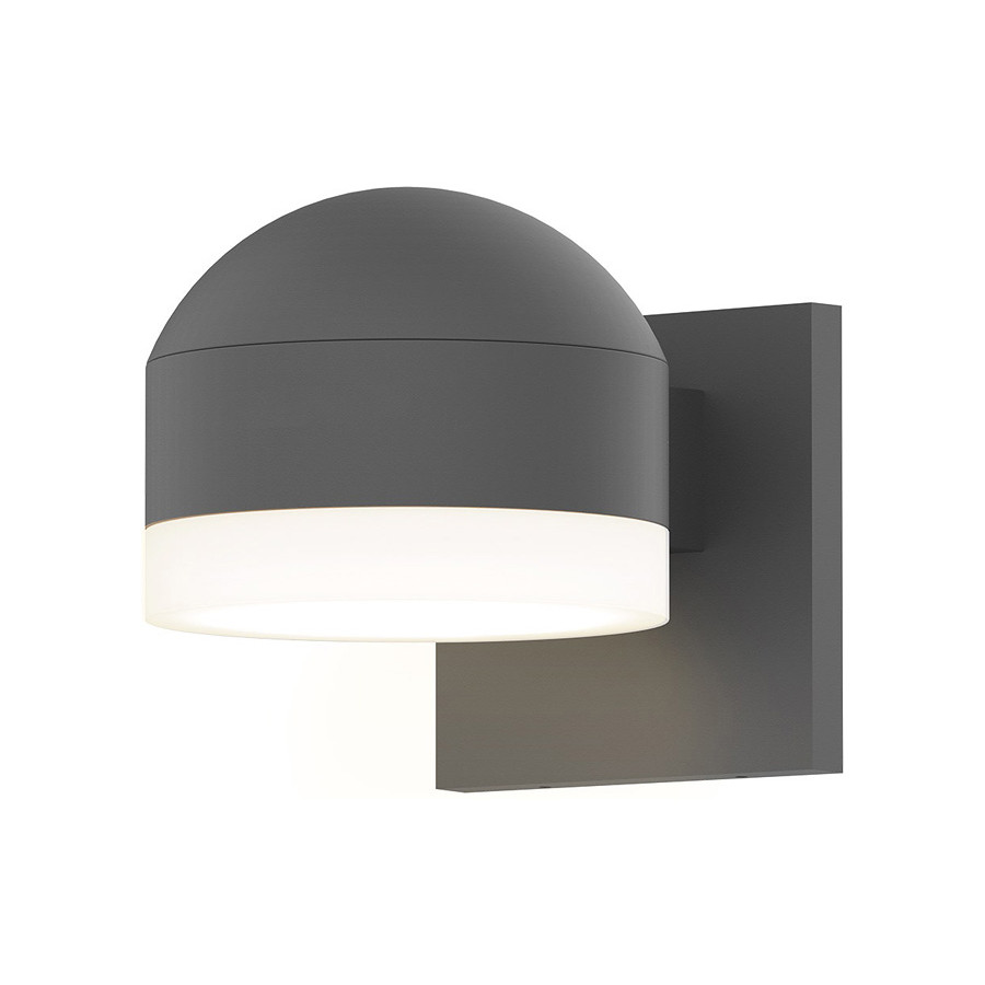 Sonneman REALS Downlight LED Sconce - Textured Gray, Dome Cap and White Cylinder Lens