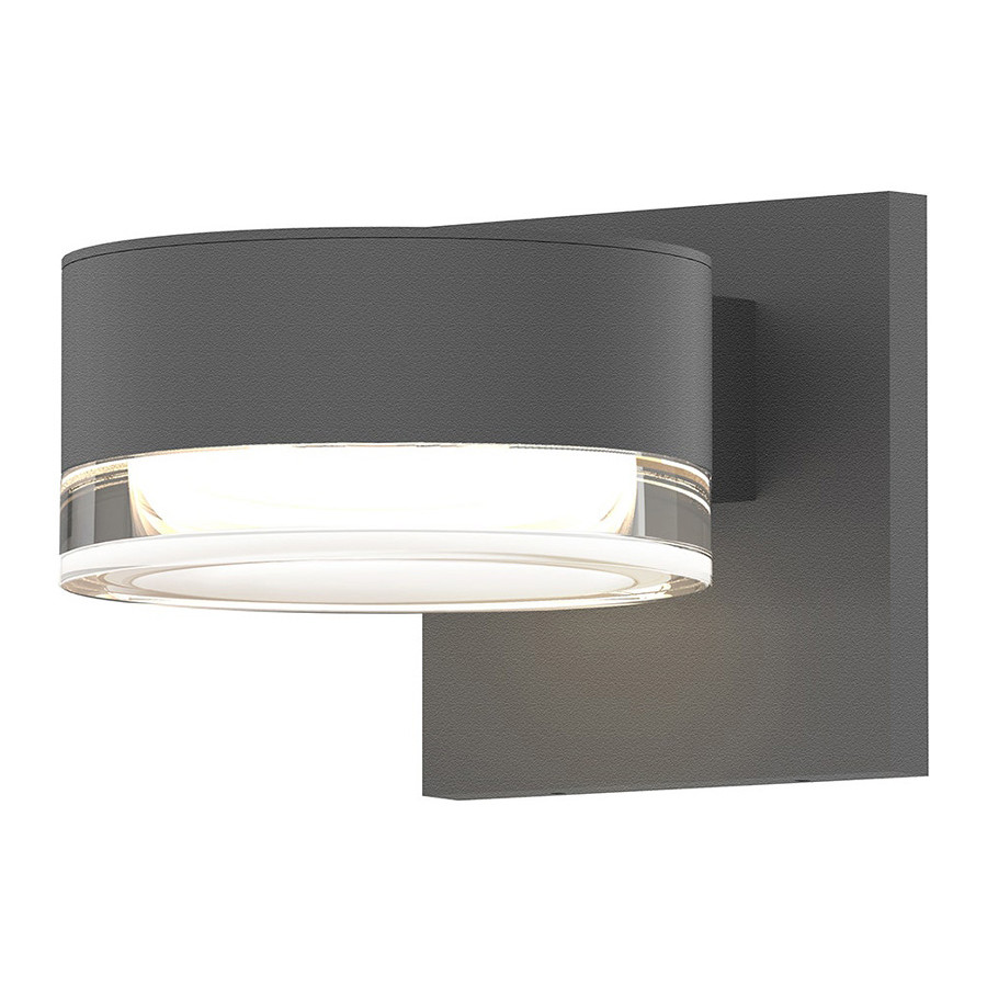 Sonneman REALS Downlight LED Sconce - Textured Gray, Plate Cap and Clear Cylinder Lens