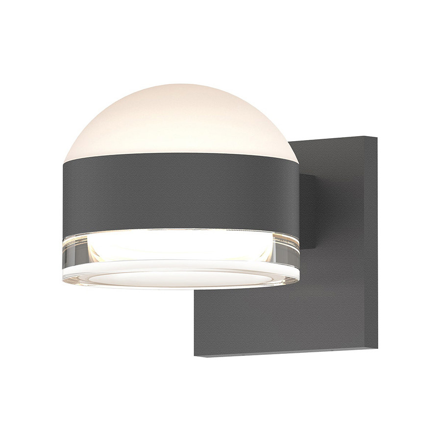 Sonneman REALS Up/Down LED Sconce - Textured Gray, Dome Lens and Clear Cylinder Lens