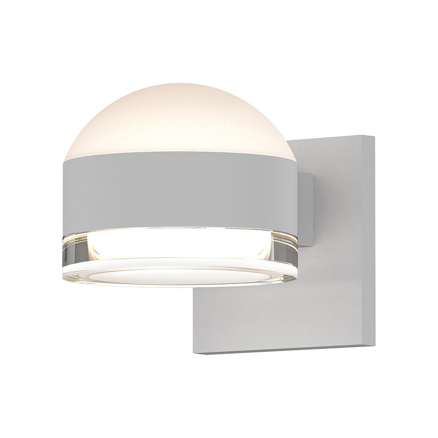 Sonneman REALS Up/Down LED Sconce - Textured White, Dome Lens and Clear Cylinder Lens