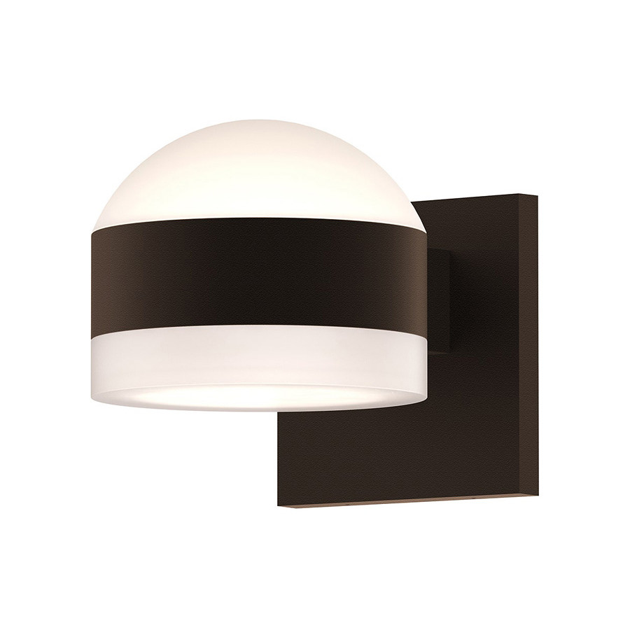 Sonneman REALS Up/Down LED Sconce - Textured Bronze, Dome Lens and White Cylinder Lens