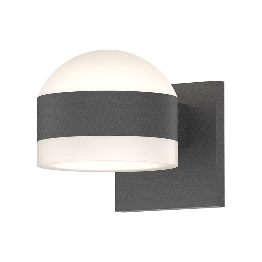 Sonneman REALS Up/Down LED Sconce - Textured Gray, Dome Lens and White Cylinder Lens