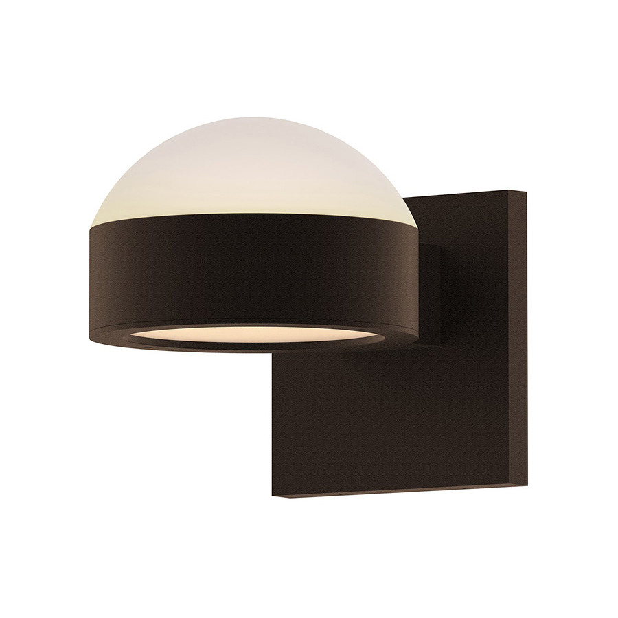 Sonneman REALS Up/Down LED Sconce - Textured Bronze, Dome Lens and Plate Lens