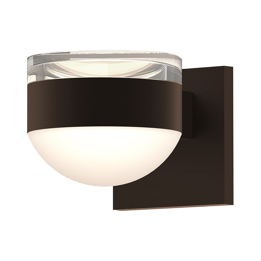 Sonneman REALS Up/Down LED Sconce - Textured Bronze, Clear Cylinder Lens and Dome Lens
