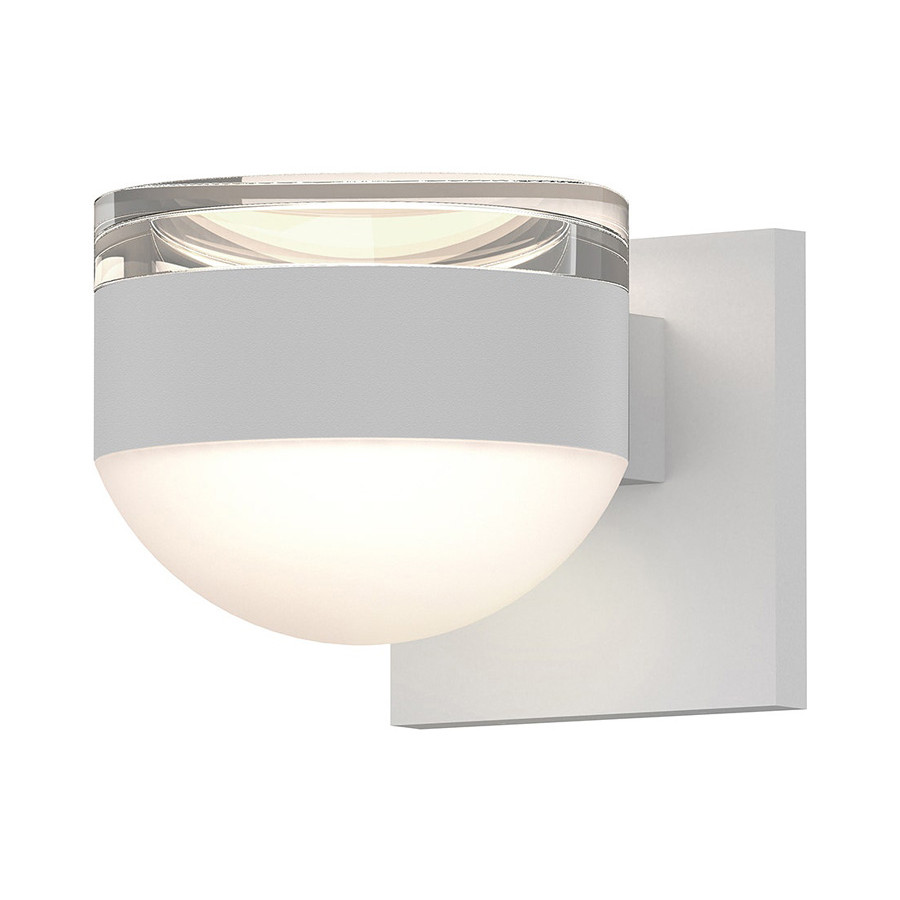 Sonneman REALS Up/Down LED Sconce - Textured White, Clear Cylinder Lens and Dome Lens