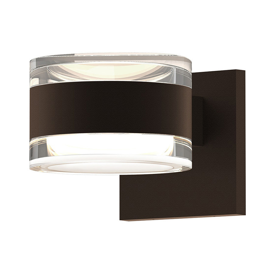 Sonneman REALS Up/Down LED Sconce - Textured Bronze, Clear Cylinder Lenses