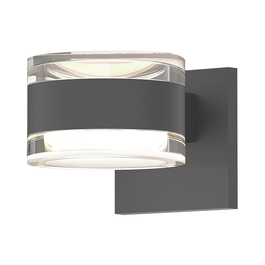 Sonneman REALS Up/Down LED Sconce - Textured Gray, Clear Cylinder Lenses