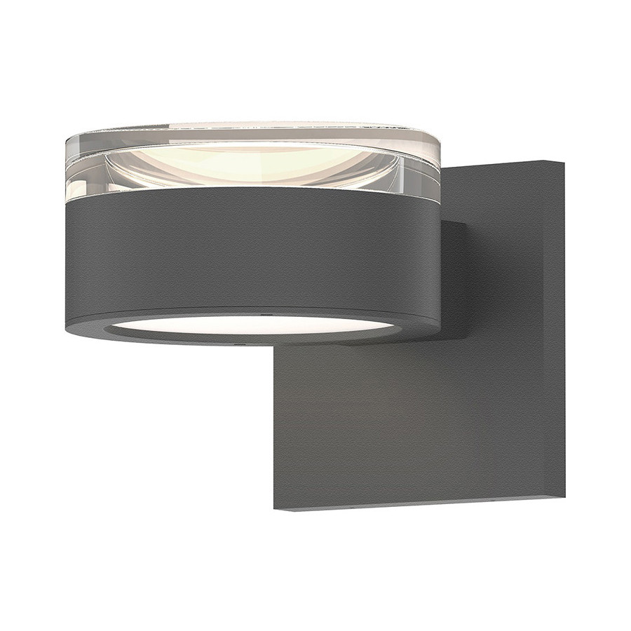 Sonneman REALS Up/Down LED Sconce - Textured Gray, Clear Cylinder Lens and Plate Lens
