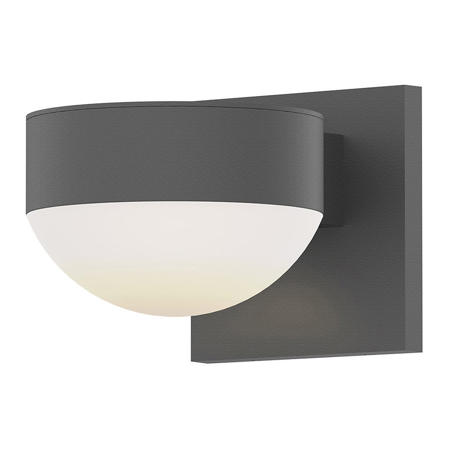 Sonneman REALS Up/Down LED Sconce - Textured Gray, Plate Lens and Dome Lens