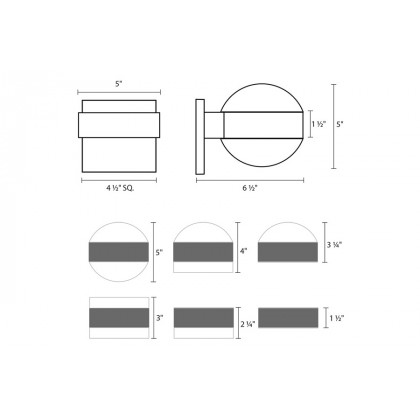 Sonneman REALS Up/Down LED Sconce - Textured Gray, Plate Lens and Dome Lens