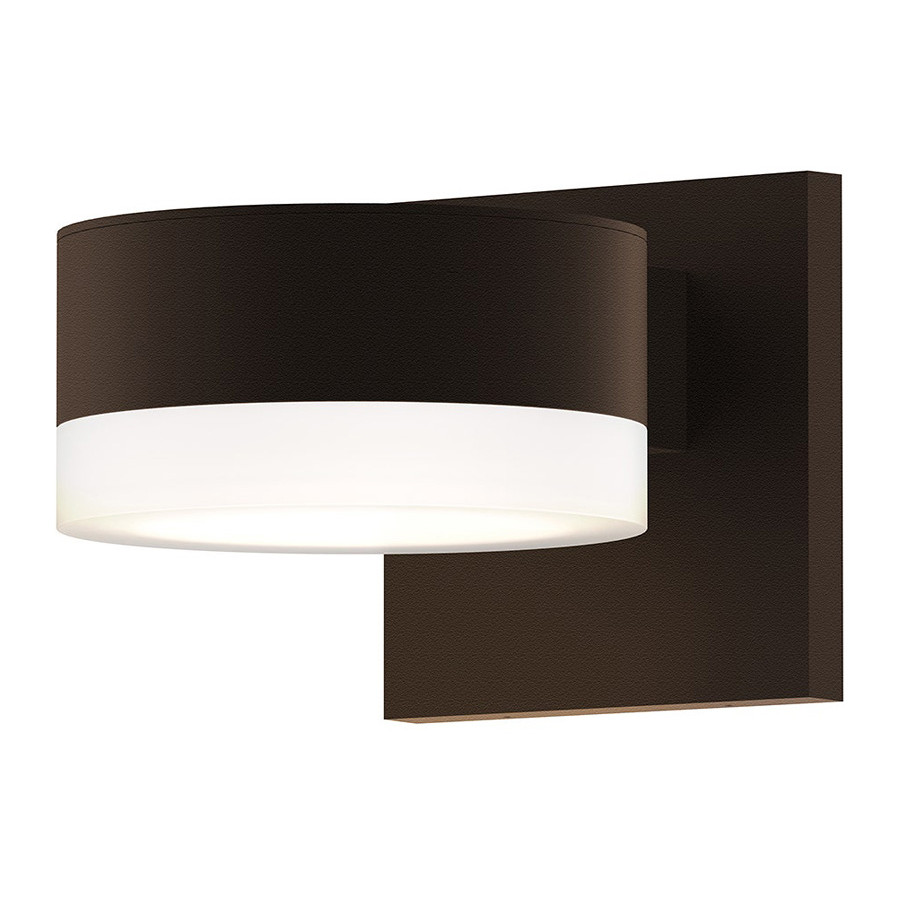 Sonneman REALS Up/Down LED Sconce - Textured Bronze, Plate Lens and White Cylinder Lens