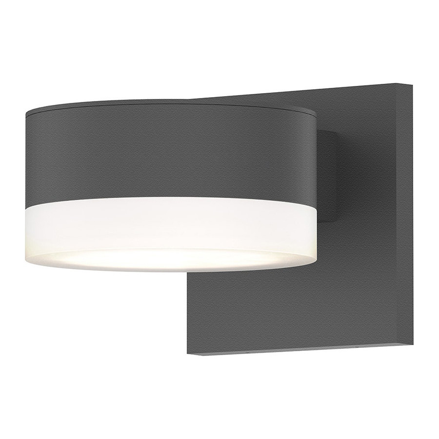 Sonneman REALS Up/Down LED Sconce - Textured Gray, Plate Lens and White Cylinder Lens