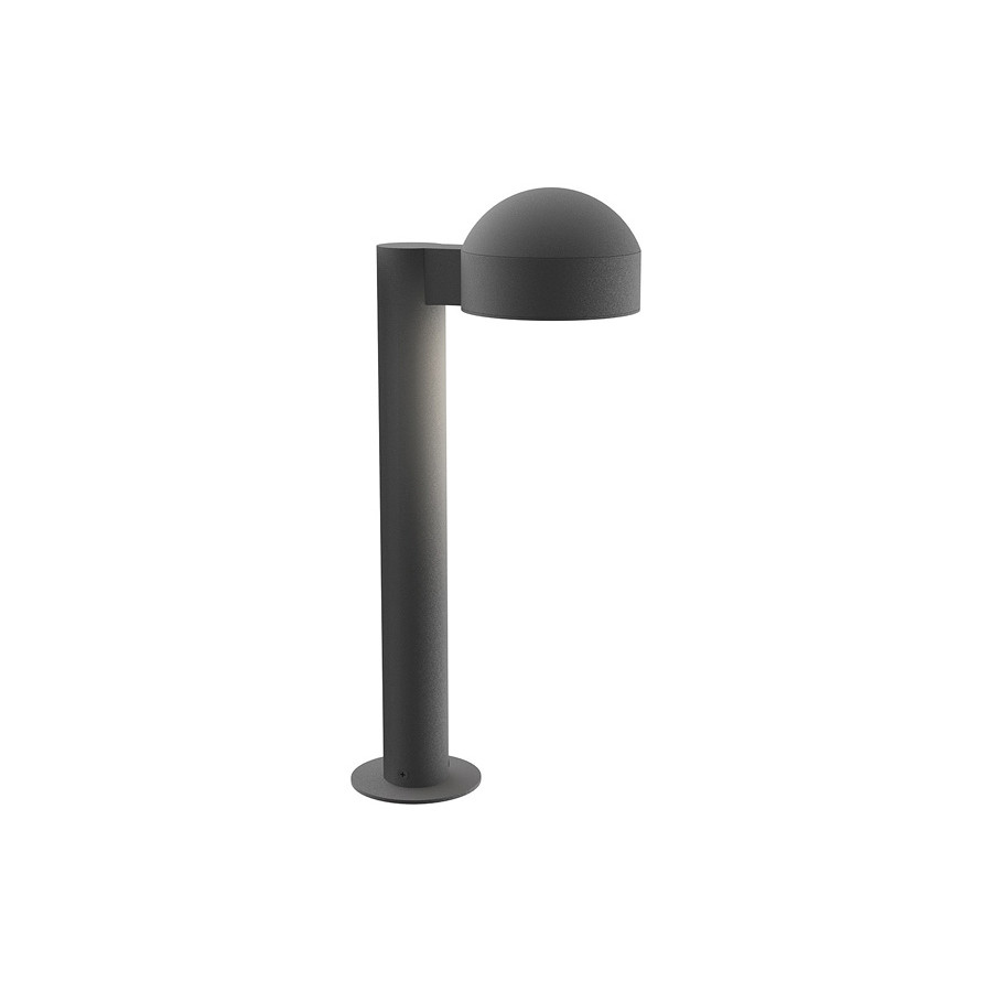 Sonneman REALS LED Bollard - Textured Gray, 16", Dome Cap and Plate Lens