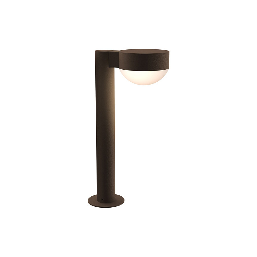 Sonneman REALS LED Bollard - Textured Bronze, 16", Plate Cap and Dome Lens