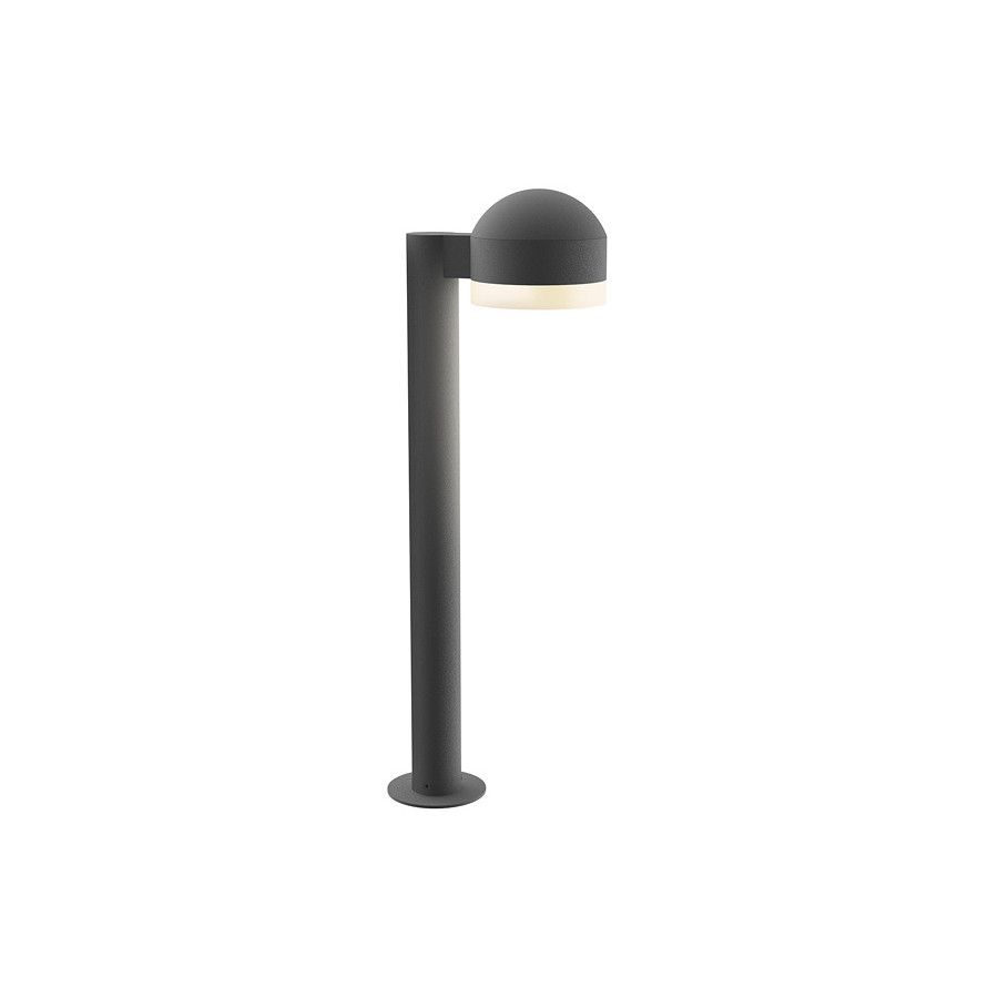 Sonneman REALS LED Bollard - Textured Gray, 22", Dome Cap and White Cylinder Lens