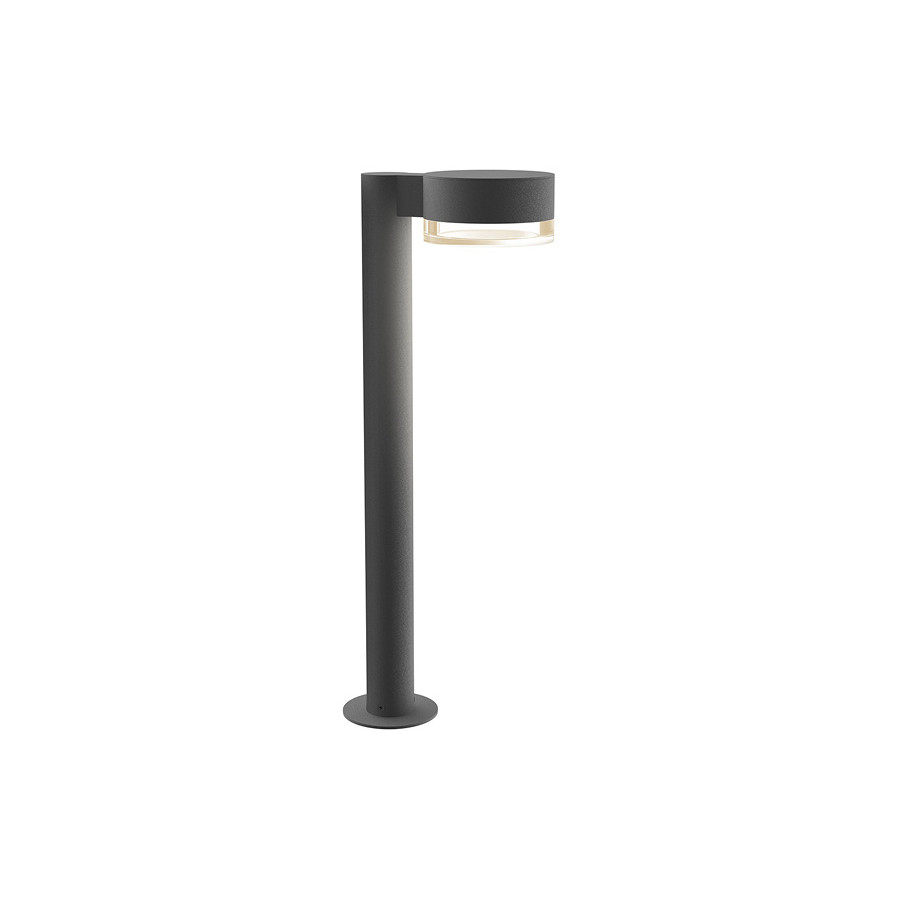 Sonneman REALS LED Bollard - Textured Gray, 22", Plate Cap and Clear Cylinder Lens