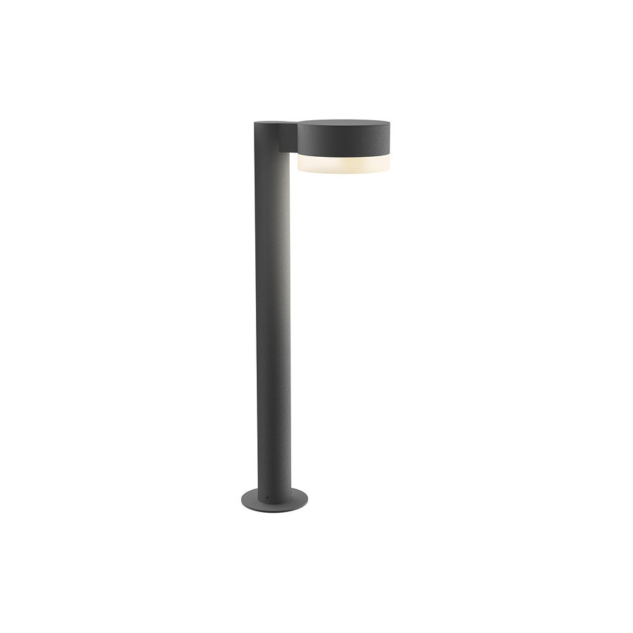 Sonneman REALS LED Bollard - Textured Gray, 22", Plate Cap and White Cylinder Lens