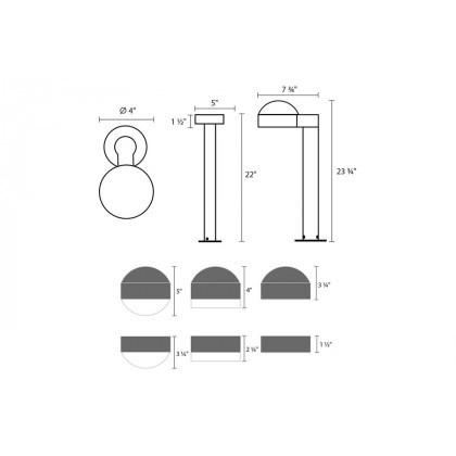 Sonneman REALS LED Bollard - Textured Bronze, 22", Plate Cap and Plate Lens