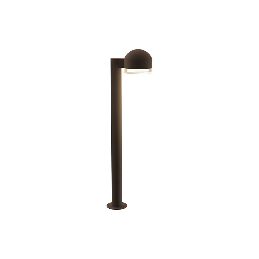 Sonneman REALS LED Bollard - Textured Bronze, 28", Dome Cap and Clear Cylinder Lens