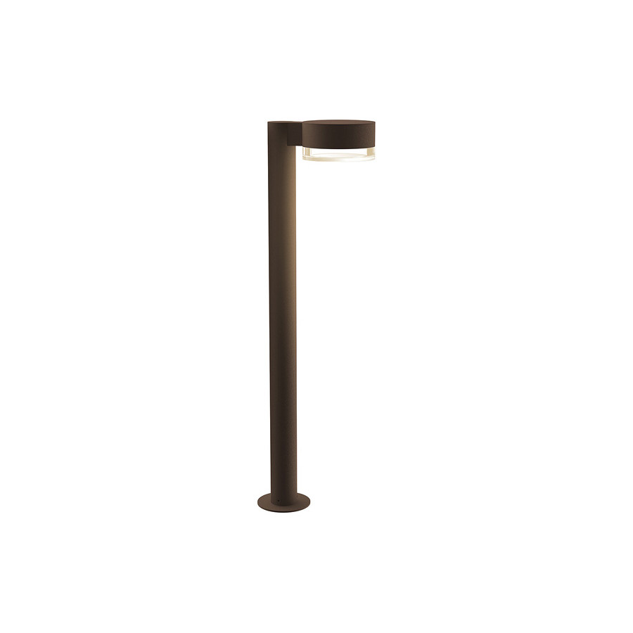 Sonneman REALS LED Bollard - Textured Bronze, 28", Plate Cap and Clear Cylinder Lens