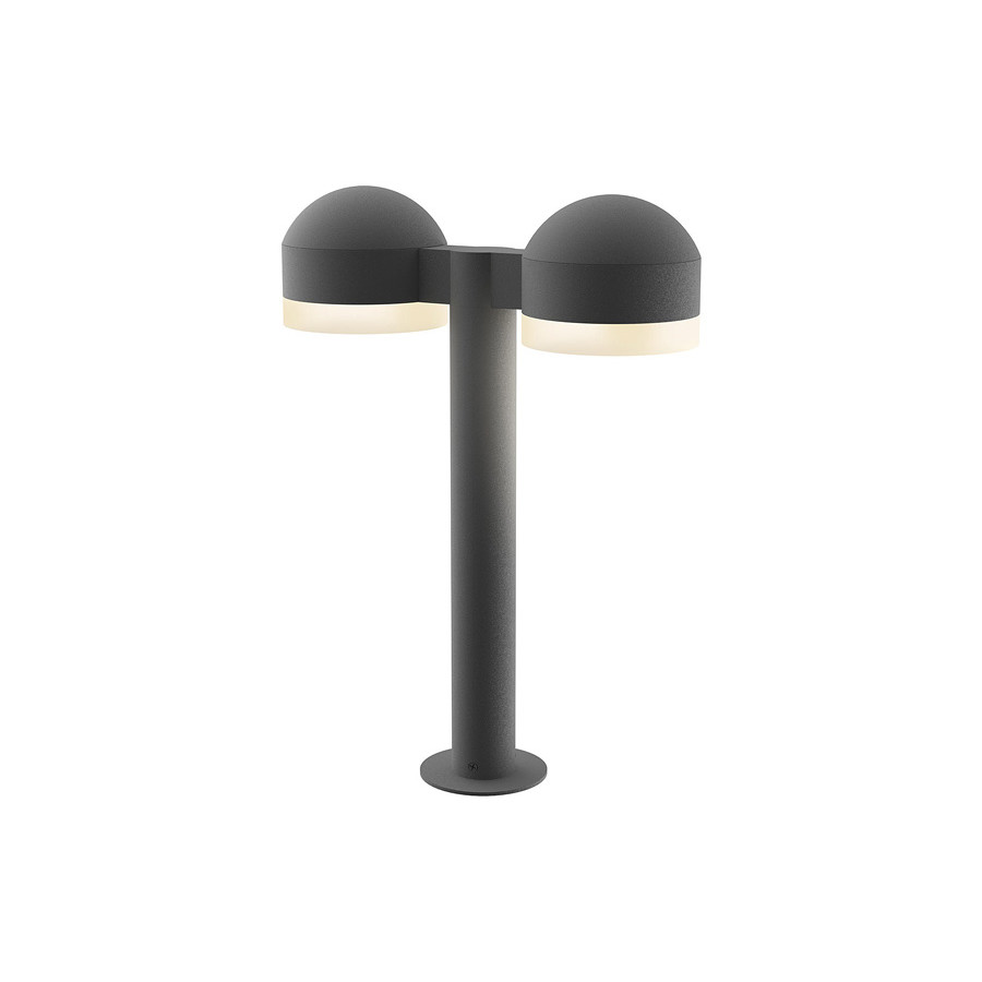 Sonneman REALS LED Double Bollard - Textured Gray, 16", Dome Caps and White Cylinder Lenses