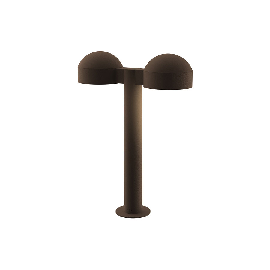 Sonneman REALS LED Double Bollard - Textured Bronze, 16", Dome Caps and Plate Lenses