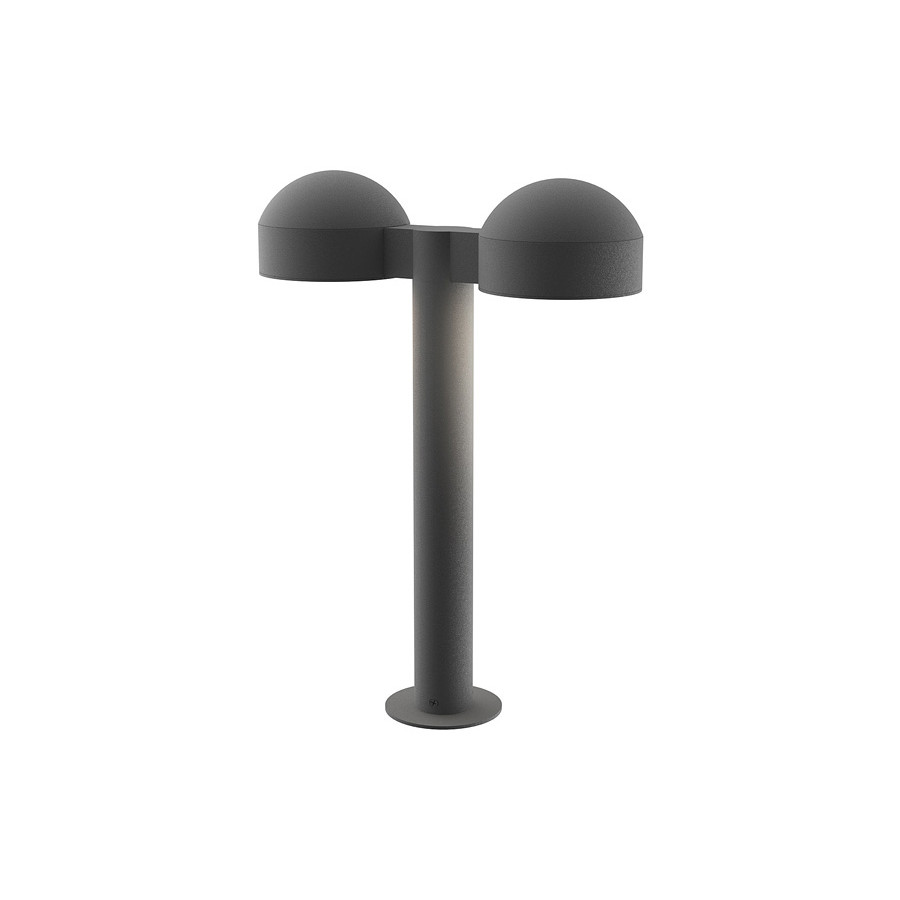 Sonneman REALS LED Double Bollard - Textured Gray, 16", Dome Caps and Plate Lenses