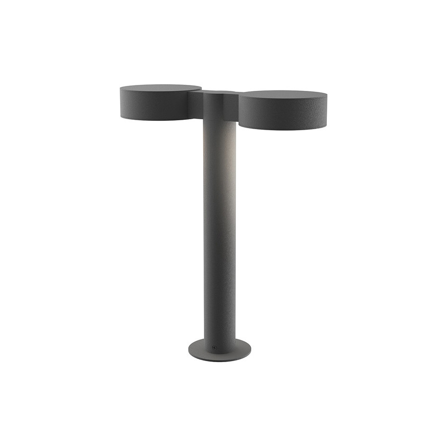 Sonneman REALS LED Double Bollard - Textured Gray, 16", Plate Caps and Plate Lenses