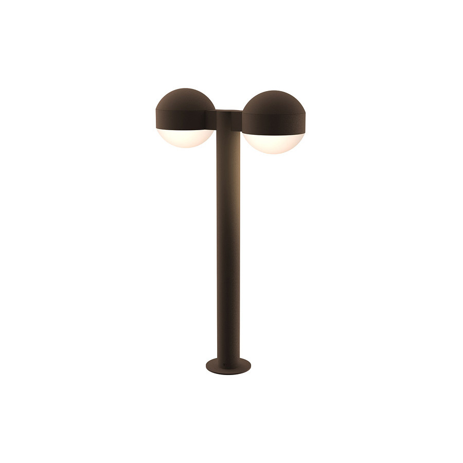 Sonneman REALS LED Double Bollard - Textured Bronze, 22", Dome Caps and Dome Lenses