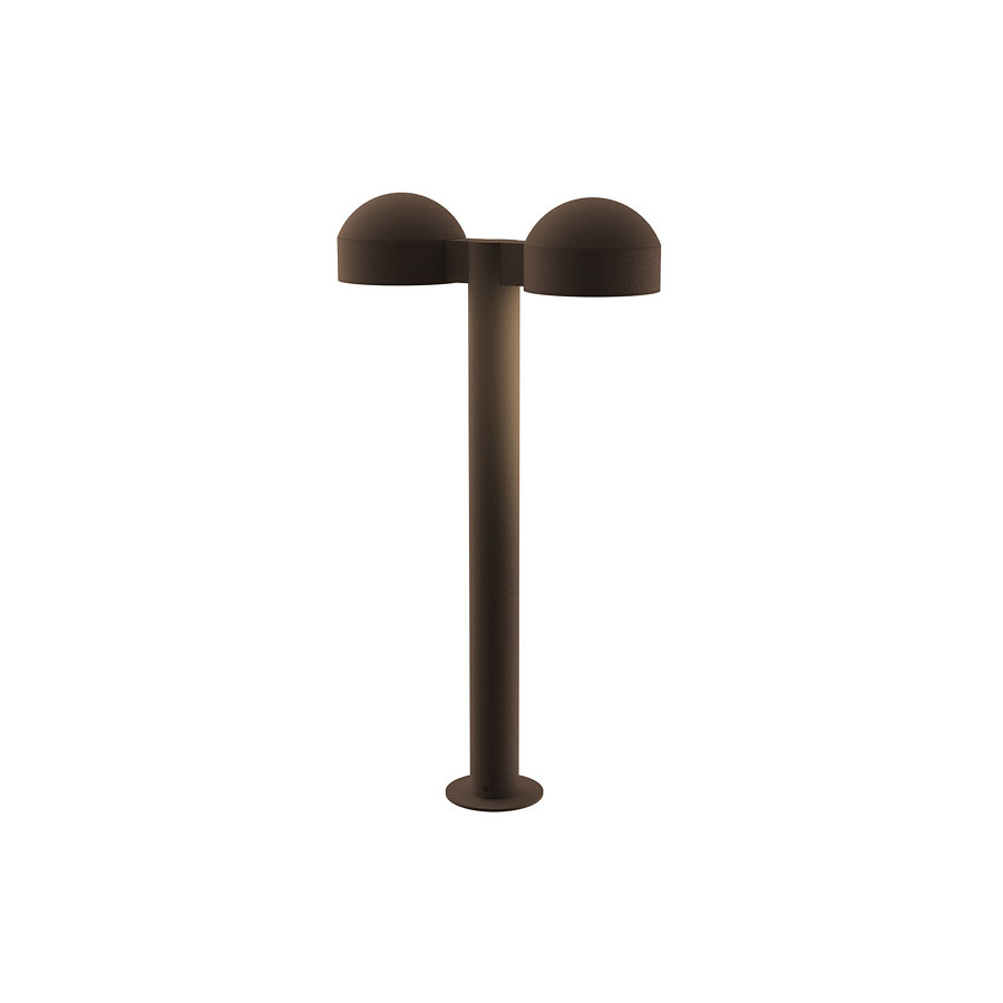 Sonneman REALS LED Double Bollard - Textured Bronze, 22", Dome Caps and Plate Lenses