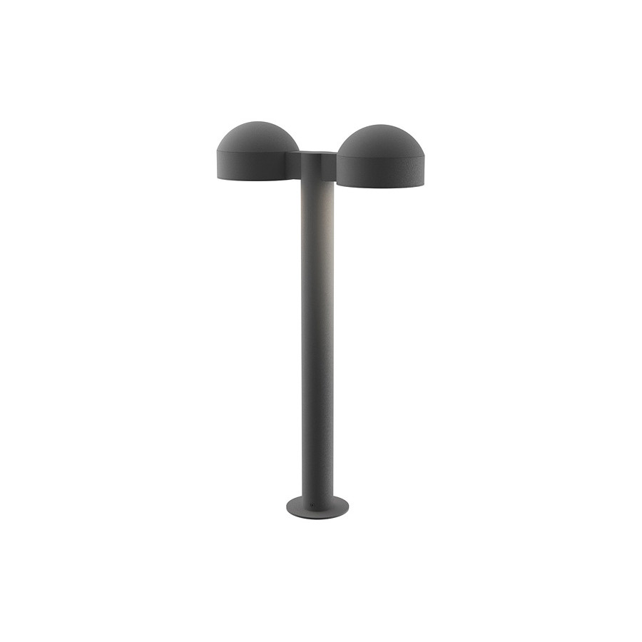 Sonneman REALS LED Double Bollard - Textured Gray, 22", Dome Caps and Plate Lenses