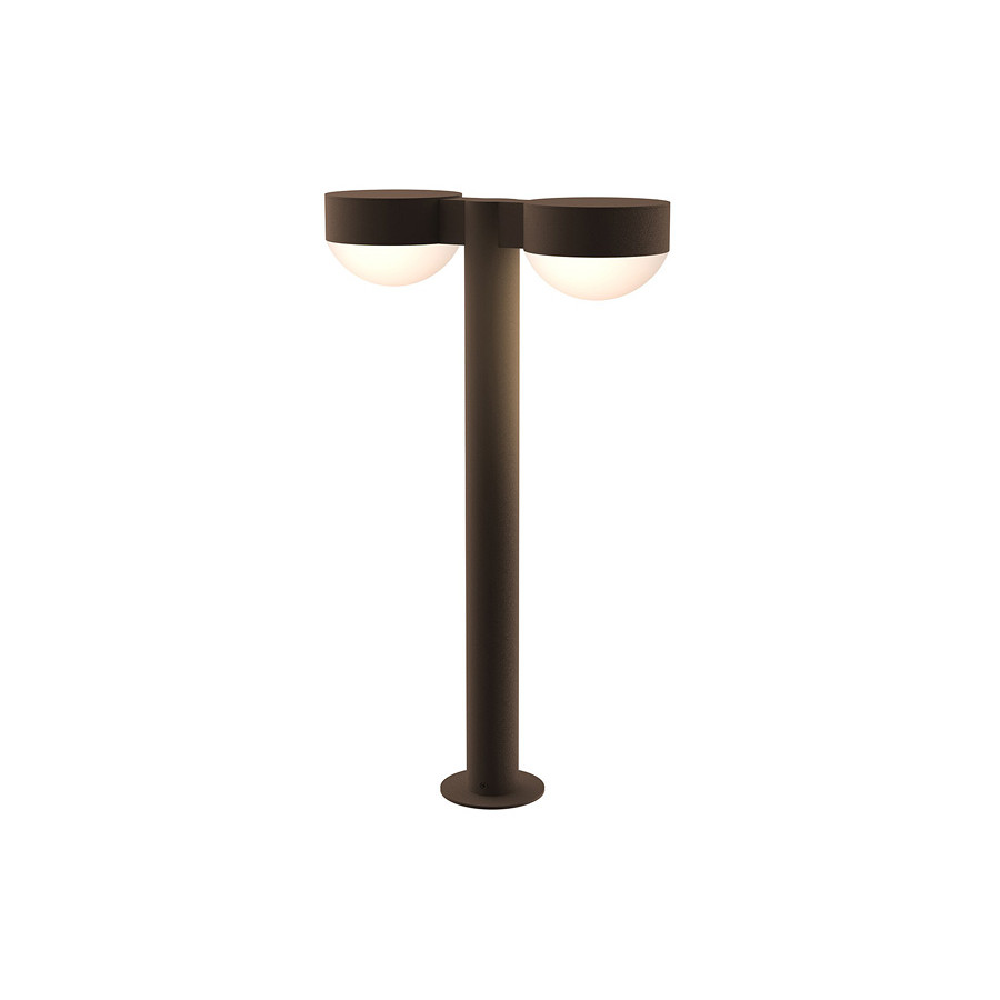 Sonneman REALS LED Double Bollard - Textured Bronze, 22", Plate Caps and Dome Lenses